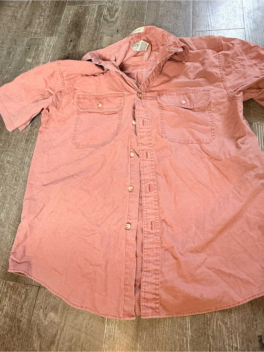 L.L. Bean Short Sleeve Button-Down Shirt in Dusty Rose